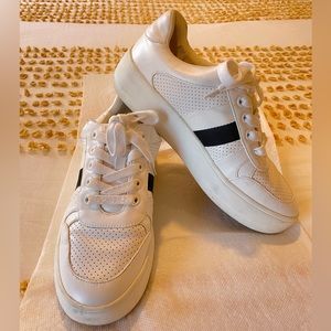 Steve Madden Leather White Sneakers w/ Black Stripe